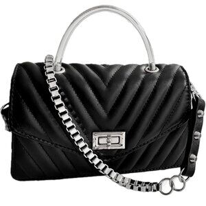 NEW Anna Paola Italian Quilted Black Calfskin Leather Small Shoulder/Hand Bag